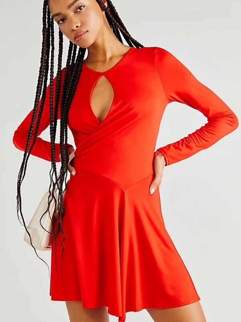 Free People Dress Size Small Red/Orange FB Beach Vance Wrap Mini Dress NWOT